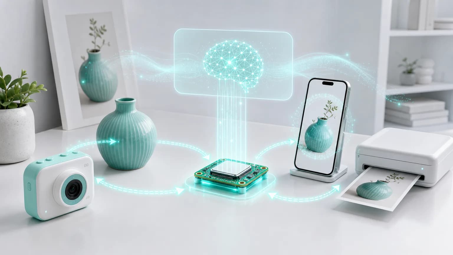 AI 数码设备拍摄与联网链路图