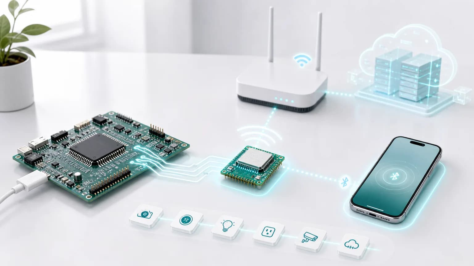 TXW901 通过 USB 和 SDIO 接入主控板的示意图