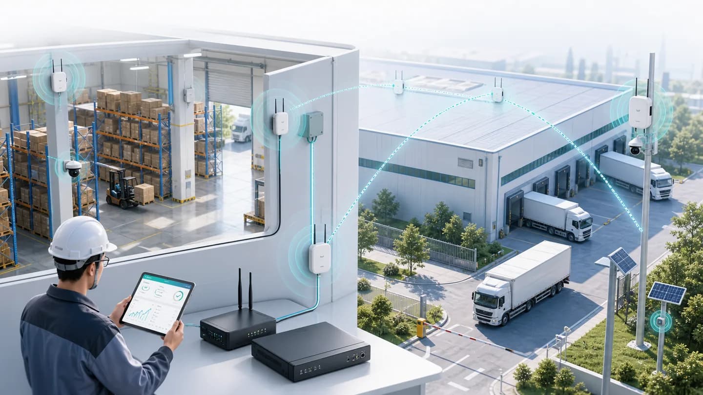 Wi-Fi HaLow 户外和仓储点位部署示意图